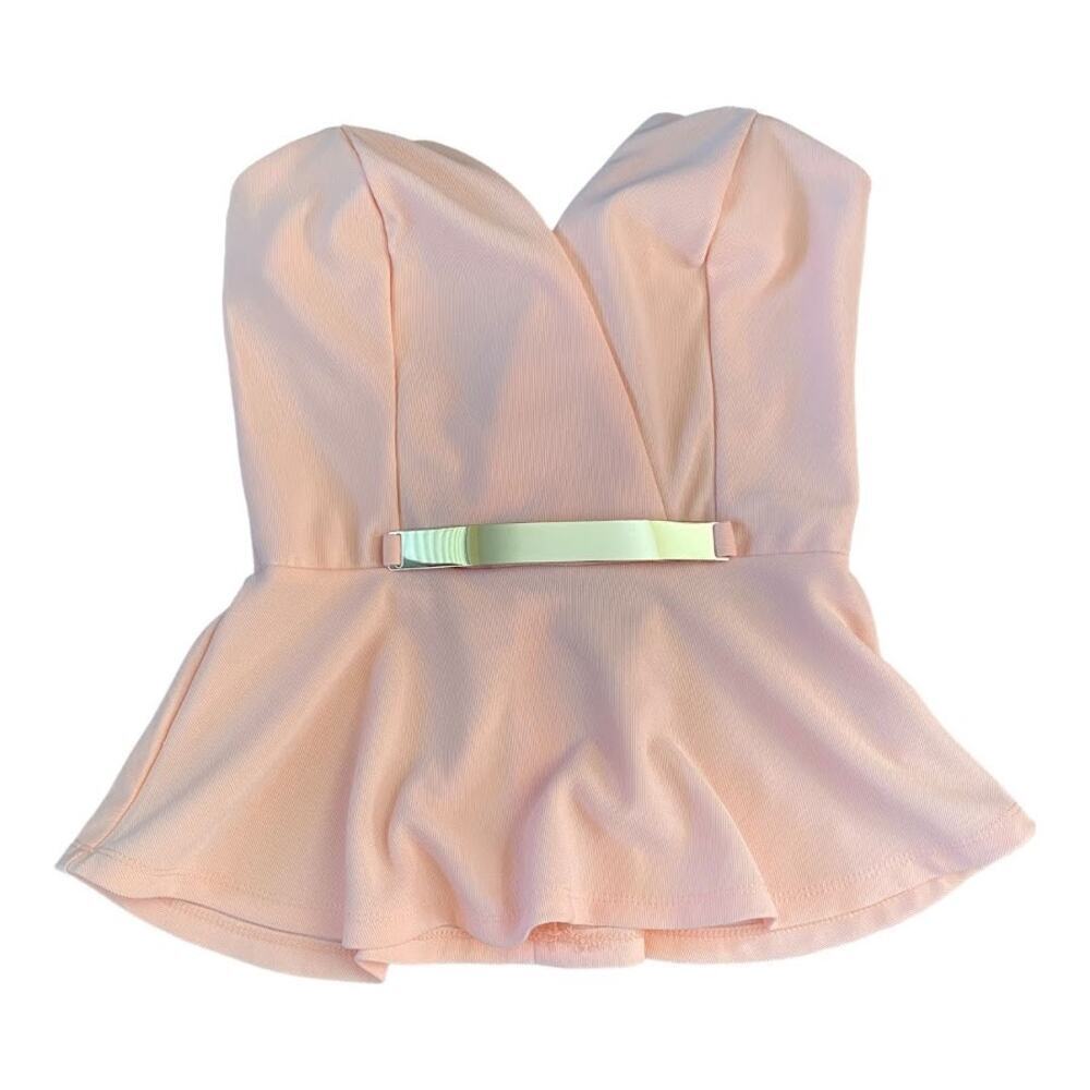 Charlotte Russe Sleeveless Strapless Top Cocktail Zip Closure Size Small Pink